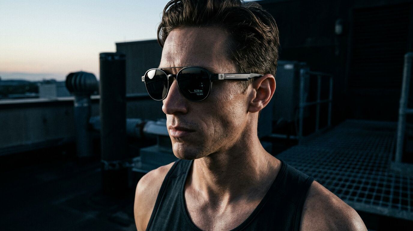 Runner wearing WR 04 tactical AR sunglasses
